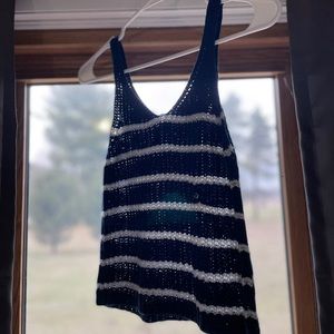 Blue and white striped tank top